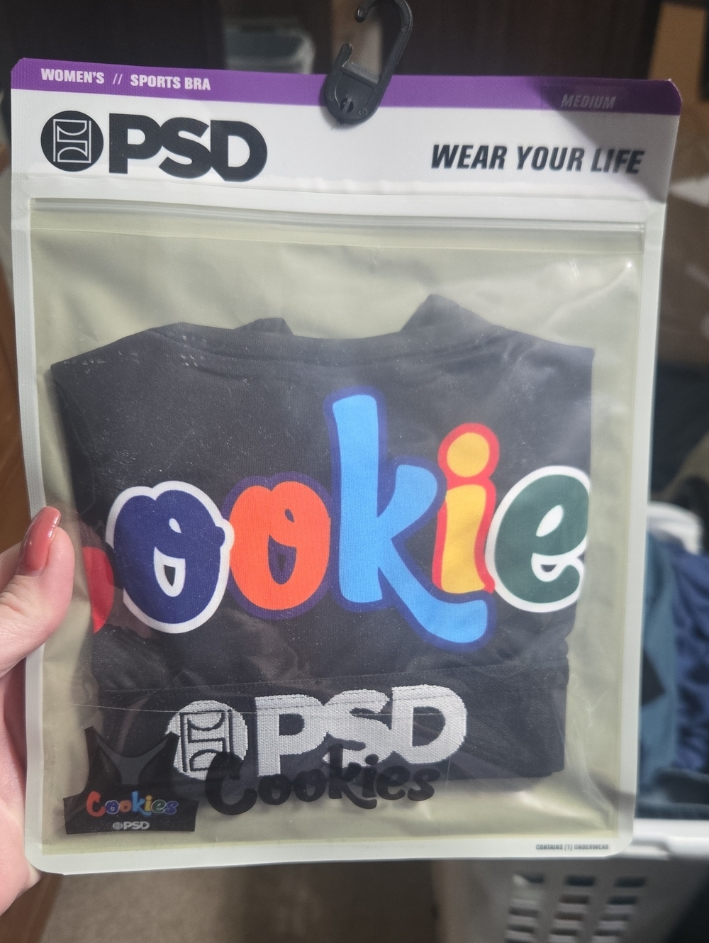 PSD Black Sports Bra with Multicolor 'Cookies' Logo